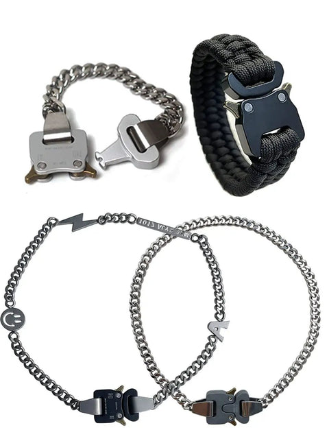 Image showing 2 Pack Paracord Bracelet Side Release Buckles Half Inch Quick Release Clasps For DIY Necklaces Bags And Jewelry Making Silver Tone Buckles Easy One Hand Release Durable Craft Accessories in use with various designs.
