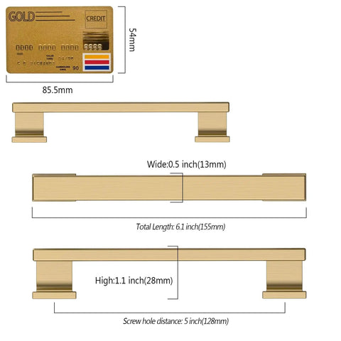 Dimensions of 10 Pack Champagne Bronze Cabinet Pulls 5 Inch Hole Center For Kitchen Cabinets Hardware Brushed Brass Gold Drawer Handles