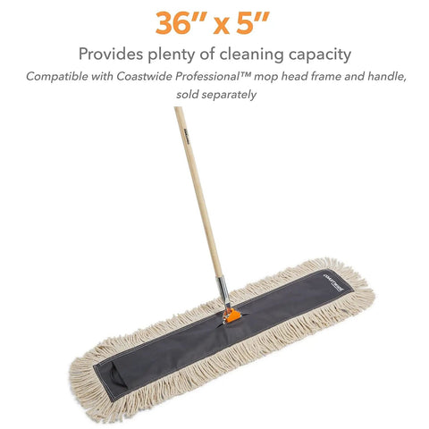 Heavy Duty Cut End Cotton Dust Mop Head For Commercial Tiles 36 Inch Wide Disposable Floor Care Tool For Stubborn Debris Cleanup.