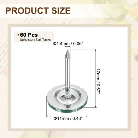 Kick Up Your Home Game With These Sick Green 11mm X 17mm Upholstery Tacks. 60 Pack Of Iron Flat Head Thumb Tacks dimensions and details.