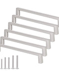 Solid Square Bar Cabinet Handle In Matte Brushed Nickel 6 Inch Center To Center 152 Mm 6 Pack Furniture Pulls for kitchens