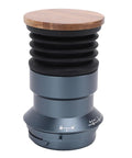 Solid Manual Single Dose Coffee Grinder Featuring Smooth Burr Mechanism And Silicone Bellow Blower For Hassle Free Cleanup Walnut Wood Lid Aluminum Frame.