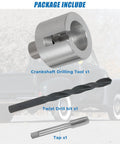 Package contents of Crankshaft Drilling Pin Fixture Tool With Tap And Drill Bit For Chevy GMC Engines, precise balancer bolt alignment