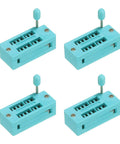 Four Universal ZIF IC Test Socket 14 Pin 2.54mm Pitch Rock Solid For Microcontrollers Chips And Breadboards Locking IC Socket