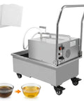 Heavy Duty Commercial Deep Fryer Oil Filter Machine 55L Capacity 550 Watts Stainless Steel Cart With Wheels for grease filtration.