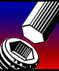 Close-up illustration of Made In America Hex Key Set Eight Piece Metric Allen Wrench Set 0.7mm To 4mm fitting into hex bolt head.