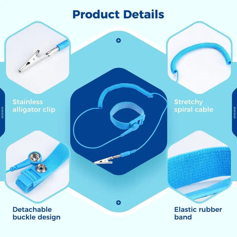 Product details of Sixteen Pack Anti Static Wrist Straps With Ground Wire And Adjustable Cords For Electronics ESD Protection