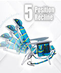Portable Camping Recliner Chair For Adults With 5 Adjustable Positions And Lay Flat Mode in striped pattern