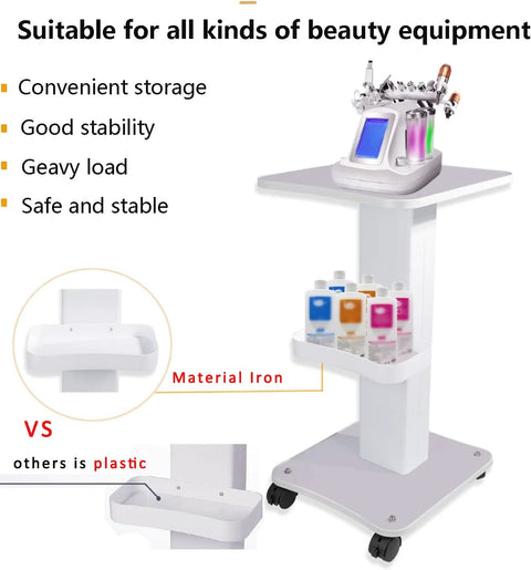 Esthetician Trolley Cart With Silent Wheels For Spa And Beauty Salon holding beauty equipment with iron material and storage shelves