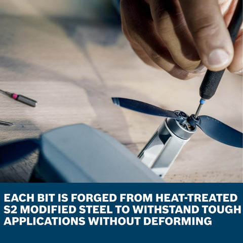 Using Two-In-One 42-Piece Extra Hard Precision And Standard Screwdriver Bit Set With Two Magnetic Handles on drone repair.