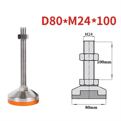Heavy Duty Adjustable Leveling Feet Four Pack Rock Solid Carbon Steel Screw In Floor Stabilizers 80Mm Wide Base with threaded design