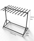 Heavy duty rolling life vest organizer rack measuring 140cm tall, 145cm wide, and 80cm deep for water sports gear organization.