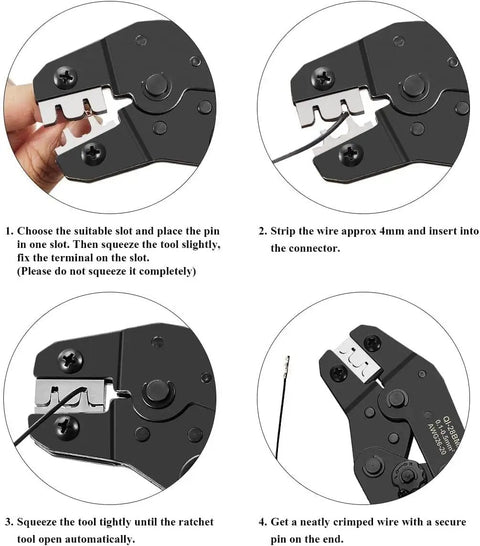 Ratcheting Crimping Tool Kit For DIY Electronics With 1550 Dupont 2.54mm Connectors And 760 JST XH 2.54mm Connectors Plus 1.5m