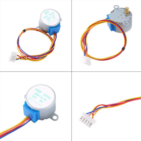 12V Gear Motor With Encoder For Precise Speed Reduction And 28BYJ-48 Mini Stepper Motor Replacement with wires and connector