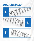 Jovraluxe stainless steel spring coil, 3 lb, shown in three detail views