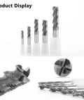 Five AYCHOLIZ 1/4-inch solid carbide roughing end mills, AlTiN-coated, square 4-flute set for alloy and hardened steels