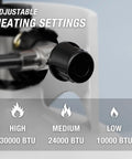 Close-up of adjustable heating settings knob for 30000 BTU Propane Patio Heater With Dual Head Radiant Heat For Outdoor Use.