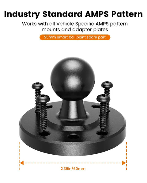 Heavy Duty Drill Base Tablet Mount Built Like A Tank Truck Dashboard Holder with 25mm ball point spare part and screws.