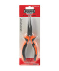 Packaging of Pro Grip 6 Inch Needle Nose Pliers With Long Reach Spring Loaded Handles Hard Carbon Steel Jaws Ergonomic Soft Grip And Safety Ridge
