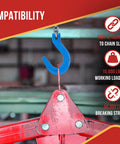 4 Pack One Half Inch Grade 100 Clevis Foundry Hooks Set for Towing and Rigging, alloy steel, sky blue finish in action