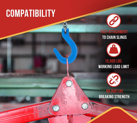 4 Pack One Half Inch Grade 100 Clevis Foundry Hooks Set for Towing and Rigging, alloy steel, sky blue finish in action