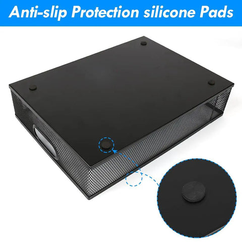 All Purpose No Fuss A4 Sized Metal Mesh Desk Drawer Organizer Tray Set with anti-slip silicone pads visible