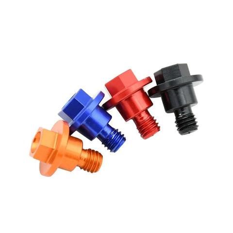 M6x12 Front Fork Guard Bolts For Yamaha YZ Bikes in bright orange, blue, red, and black. Suitable for YZ65 YZ85 YZ125 YZ250 YZ250F YZ450F, 2008 To 2022.