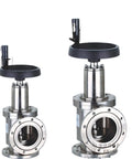 Heavy Duty Stainless Steel Angle Vacuum Baffle Valve Featuring Loose Flange Design And Slick Manual Action Built Tough As Nails For High Vacuum Applications And Ready To Roll In Any Facility.