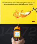 Temperature gauge showing 1472°F on yellow Heavy Duty Welding Blanket 10x12 Fireproof Spark Guard For Welding, Cutting, Soldering