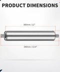 Dimensions of Heavy Duty Galvanized Steel Conveyor Roller Twelve By One Point Five Inch with 12 inch length and 1.5 inch diameter.
