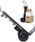 Heavy Duty Electric Stair Climbing Hand Truck Equipped With 1500W Motor That Sheds The Grind When Hauling Up To 880 Pounds For Furniture Moves Or Storefront Inventory Work with boxes.