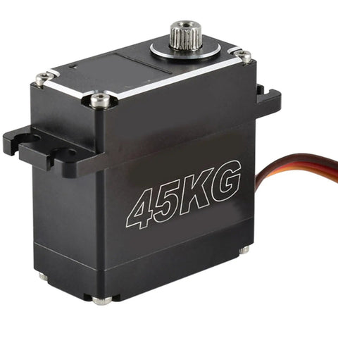Pro Grade Heavy Duty Digital Steering Servo DSC45MG 45kg Torque Metal Case for RC builds with detailed side view.