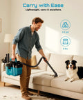Person using Cordless Wet And Dry Shop Vacuum For Garage And Car Cleanups Boss Grade 2.6 Gallon Mini Vacuum indoors