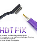 Hotfix Applicator Kit With 6000 Rhinestones, 16 Color Bedazzler Set close-up of brush tool and purple applicator tip