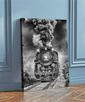 Vintage Steam Locomotive Canvas Wall Art Black And White Train Photography For Bold Industrial Decor In Living Room Office Or Man Cave 8x12 Inch Unframed Canvas