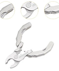 Open view of Folding Multitool Pliers 9 In 1 For Repairing And Survival On The Go showing stainless steel build and compact design.