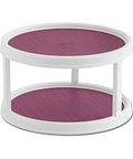 Non Skid 2 Tier Pantry Cabinet Lazy Susan Turntable 12 Inch White Purple with non-skid liner for kitchen cabinets and counters.