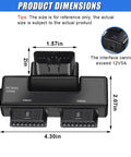 OBDII Splitter With Rotatable Male Port And Full 16 Pin Design showing dimensions and dual female connectors.