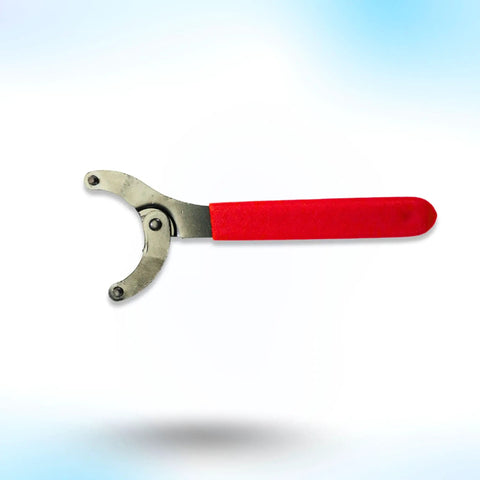 6.25 Inch Cup Wrench For First Stage Regulator Maintenance And Repair with red handle, sturdy metal construction.