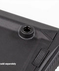 Close-up of Gray Fixed Stock For Rifle-Length Extension Tubes Without A2 Spacer, With Slim Profile, QD socket detail.