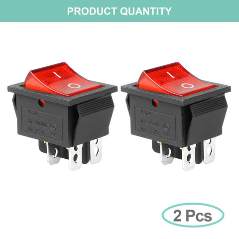 Two Pack DPST Four Pin Two Position On Off Boat Rocker Toggle Switches With Durable Nylon PA66 Housing Anti Corrosion And Anti Acid Easy Buckle Mounting For Marine Electrical Systems, 2 pcs