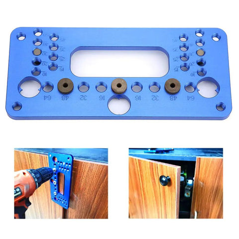 Dead Simple Precision Woodworking Jig Hole Opener Puncher Aluminum Alloy Locator Tool With Screwdriver for aligning cabinet hardware.