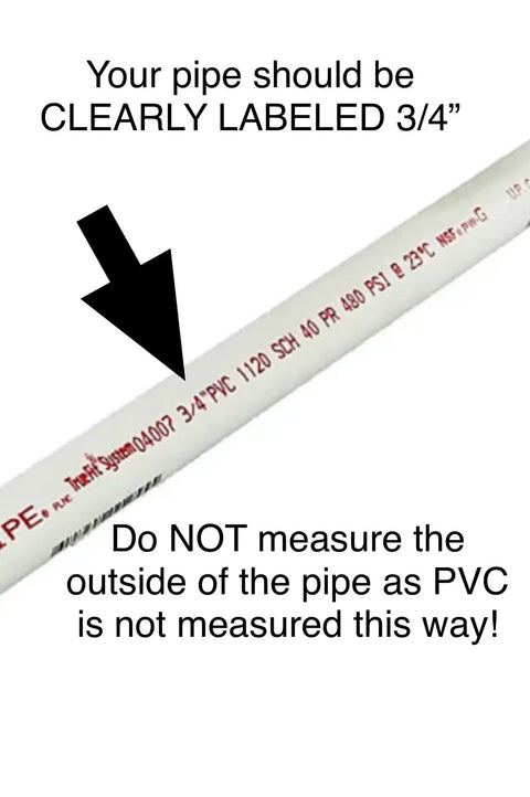 Your pipe should be clearly labeled 3/4 inside diameter for Three Quarter Inch Jump Cups For Dog Agility Training, Set Of Ten, Snap On Fit