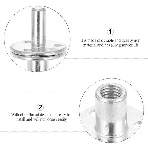 Close-up of Five Sets Thick Bed Post Connector Screws Kit For Sofa Legs Cabinet Legs And Furniture Feet Heavy Duty Iron Hardware