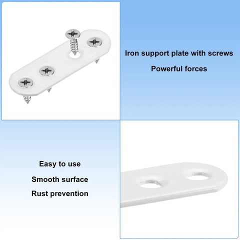 Hella Sturdy White Flat Straight Shelf Brackets 10 Pack Heavy Duty Furniture Support For Home featuring a flat iron support plate with screws.