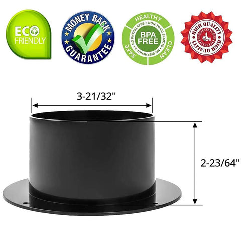 4-Inch ABS Duct Connector Kit with dimensions, eco-friendly, BPA free, and quality seals. Straight plastic pipe connector with flange.