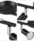 Close-up of LED Track Lighting Kit 24.8 Inch Black Four Light Ceiling Spotlight With Flexible Rotatable Heads