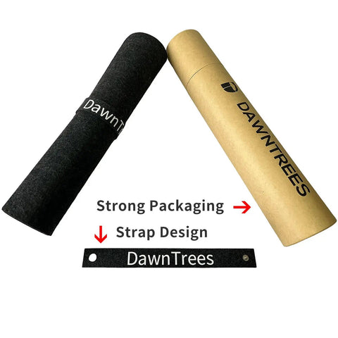 Massive 40x16 Inch Felt Desk Mat non slip, rolled with Dawntrees packaging and strap.