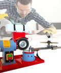 Pro Shop Saw Blade Sharpener And Precision Gear Grinder With Water Cooled Electric Angle Mill Rig For Carbide Tipped Woodworking Cutters Built Tough Iron Frame Grinds Flat Tames Dull Teeth Up To 700Mm on red base.