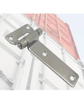 Heavy Duty Stainless Steel Boat Hinge With Mirror Polished Finish For Marine Weatherproof Performance Displayed Against a Container
